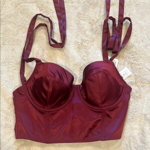 Forever 21 Deep Red Satin Bustier